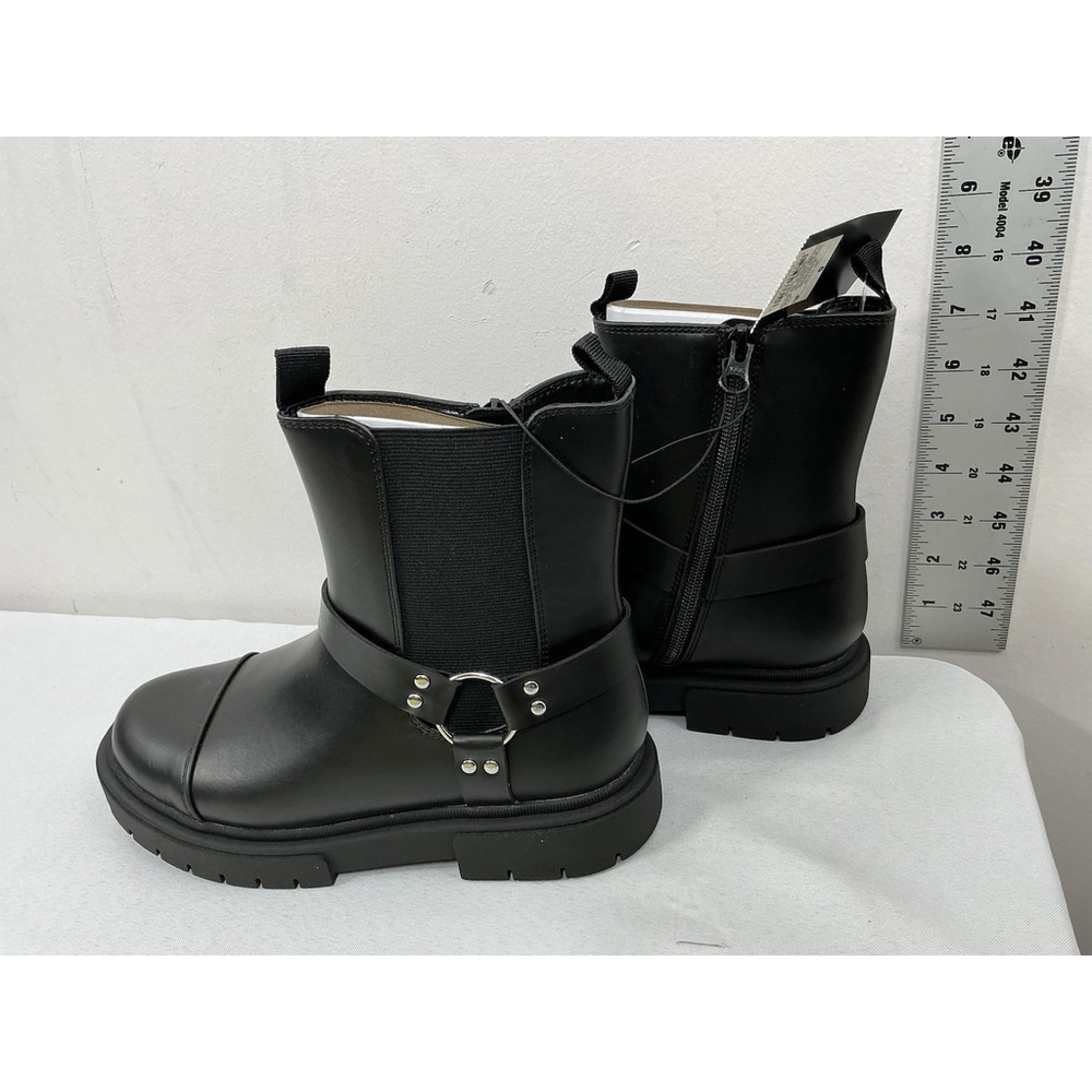 Girls New Art Class Crosby Chunky Moto Ankle Boots Size 5 Black Chunky Heel - Picture 2 of 7